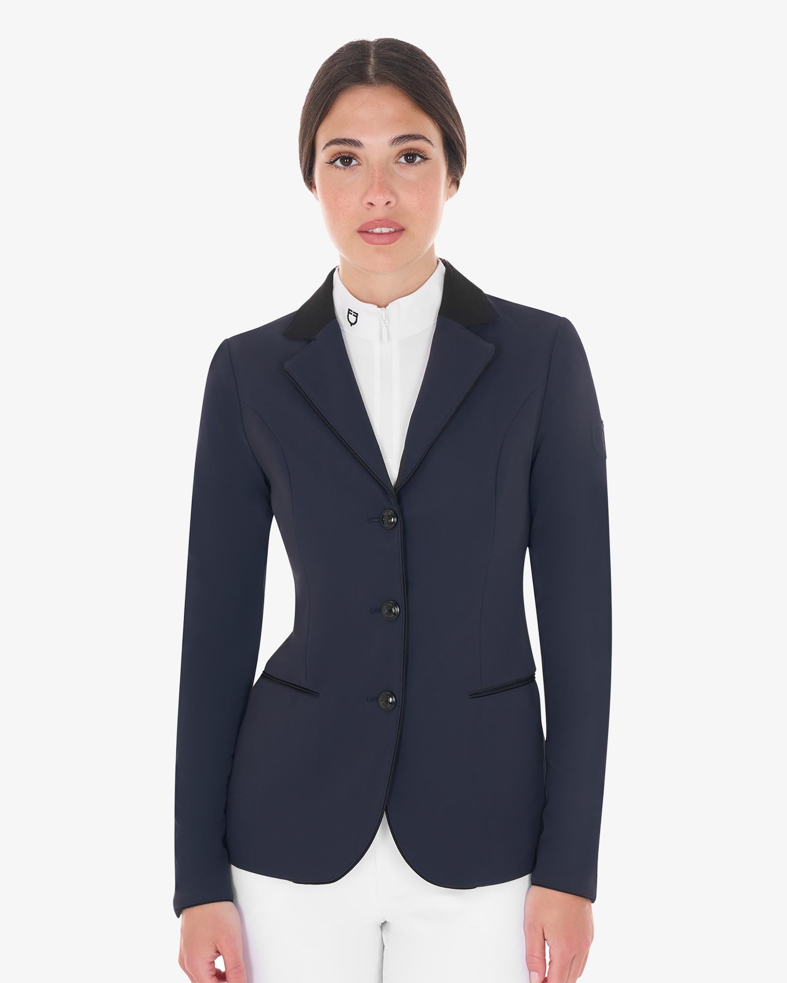 Equestro Women'S Three Button Competition Jacket Navy Blazer
