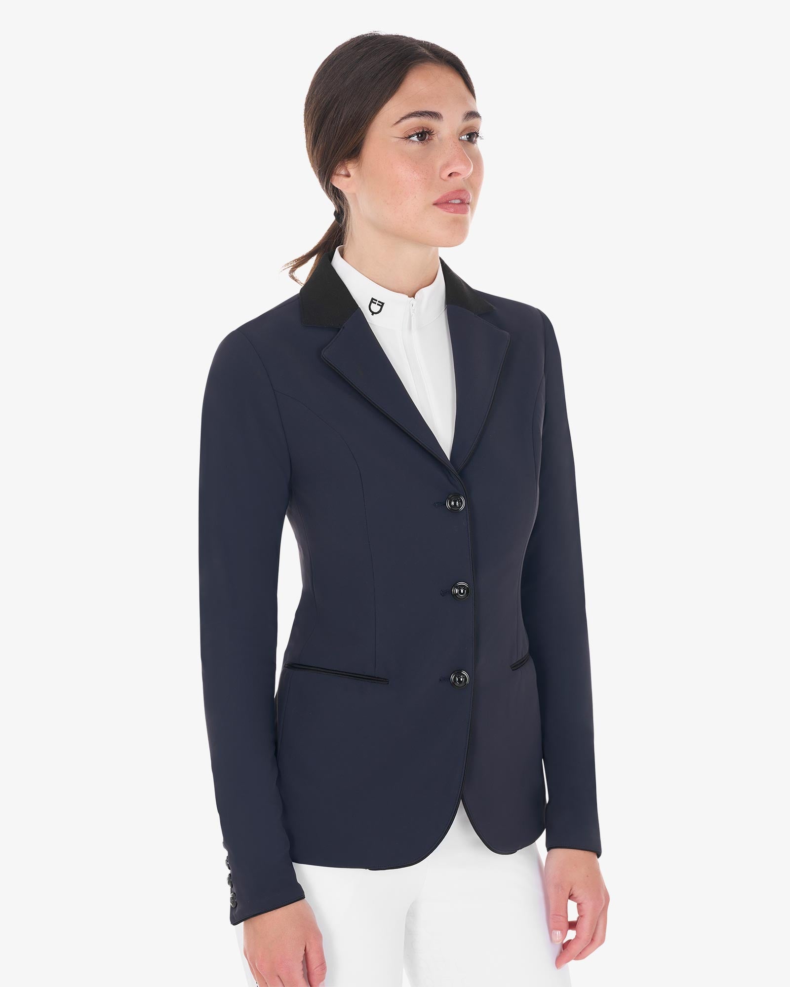 Equestro Women'S Three Button Competition Jacket Navy Blazer