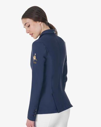 Equestro Women's Three Button Competition Jacket Equestro X Fise Navy Blazer | Equiflair