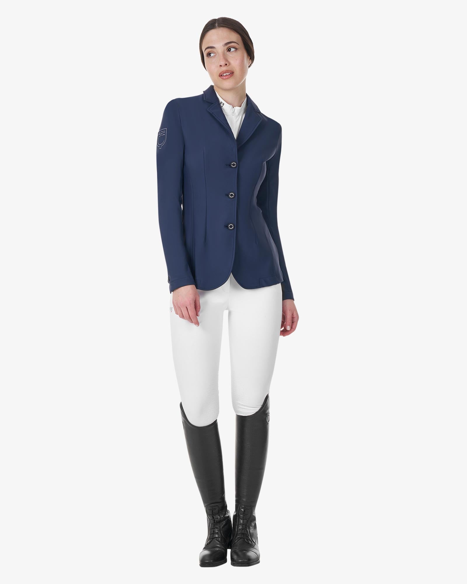 Equestro Women's Three Button Competition Jacket Equestro X Fise Navy Blazer | Equiflair