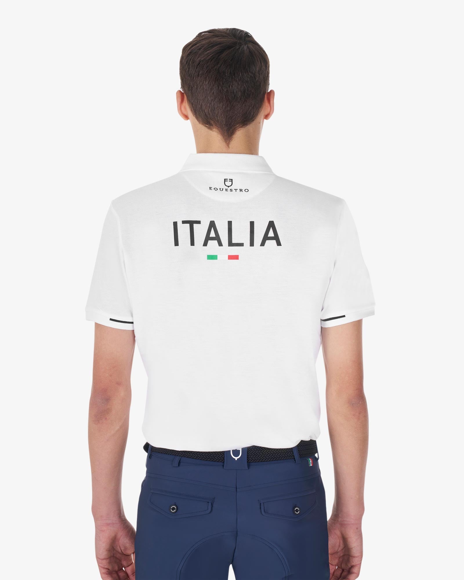 Equestro Men's Three Button Training Polo Shirt Equestro X Fise White