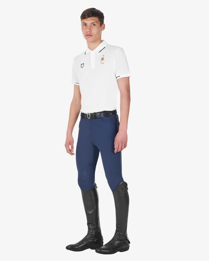 Equestro Men's Three Button Training Polo Shirt Equestro X Fise White