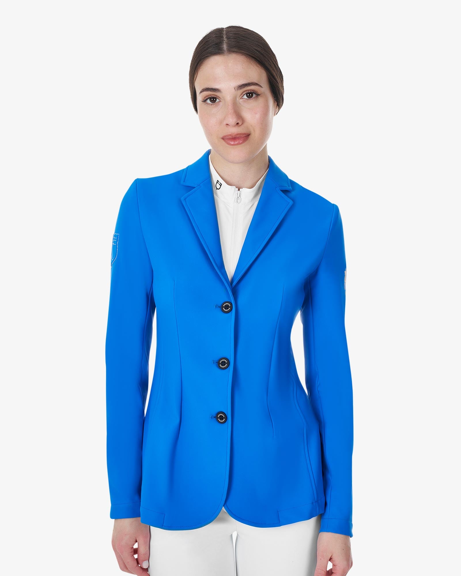 Equestro Women'S Three Button Competition Jacket Equestro X Fise Azzurro Savoia - Clothing XS