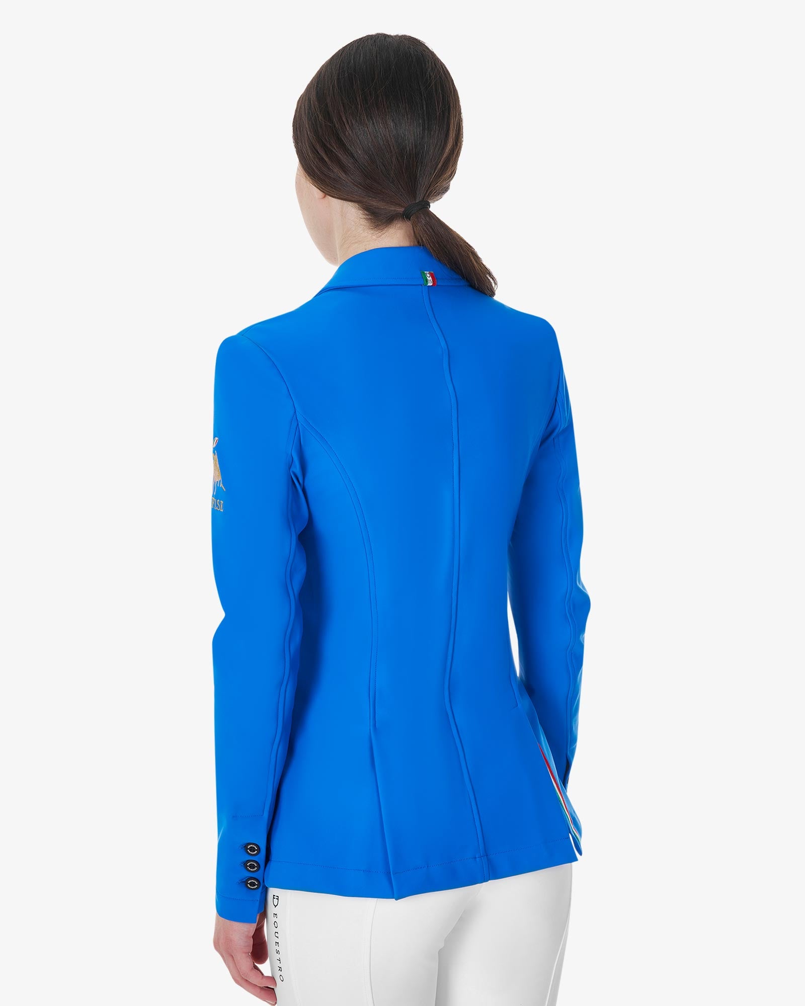 Equestro Women'S Three Button Competition Jacket Equestro X Fise Azzurro Savoia