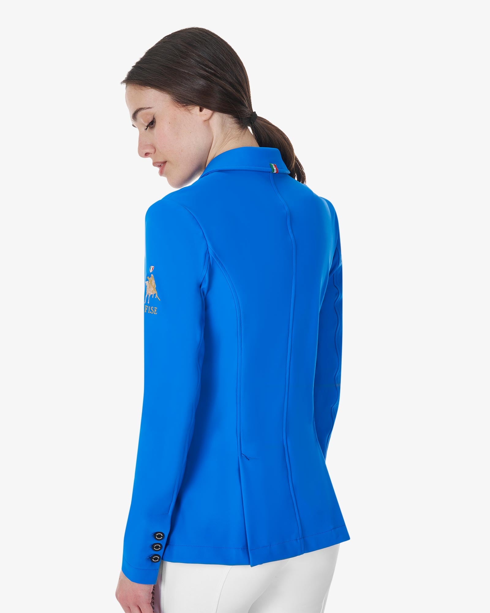 Equestro Women'S Three Button Competition Jacket Equestro X Fise Azzurro Savoia