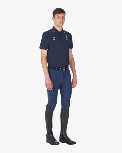 Equestro Men's Three Button Training Polo Shirt Equestro X Fise Navy Blazer | Equiflair