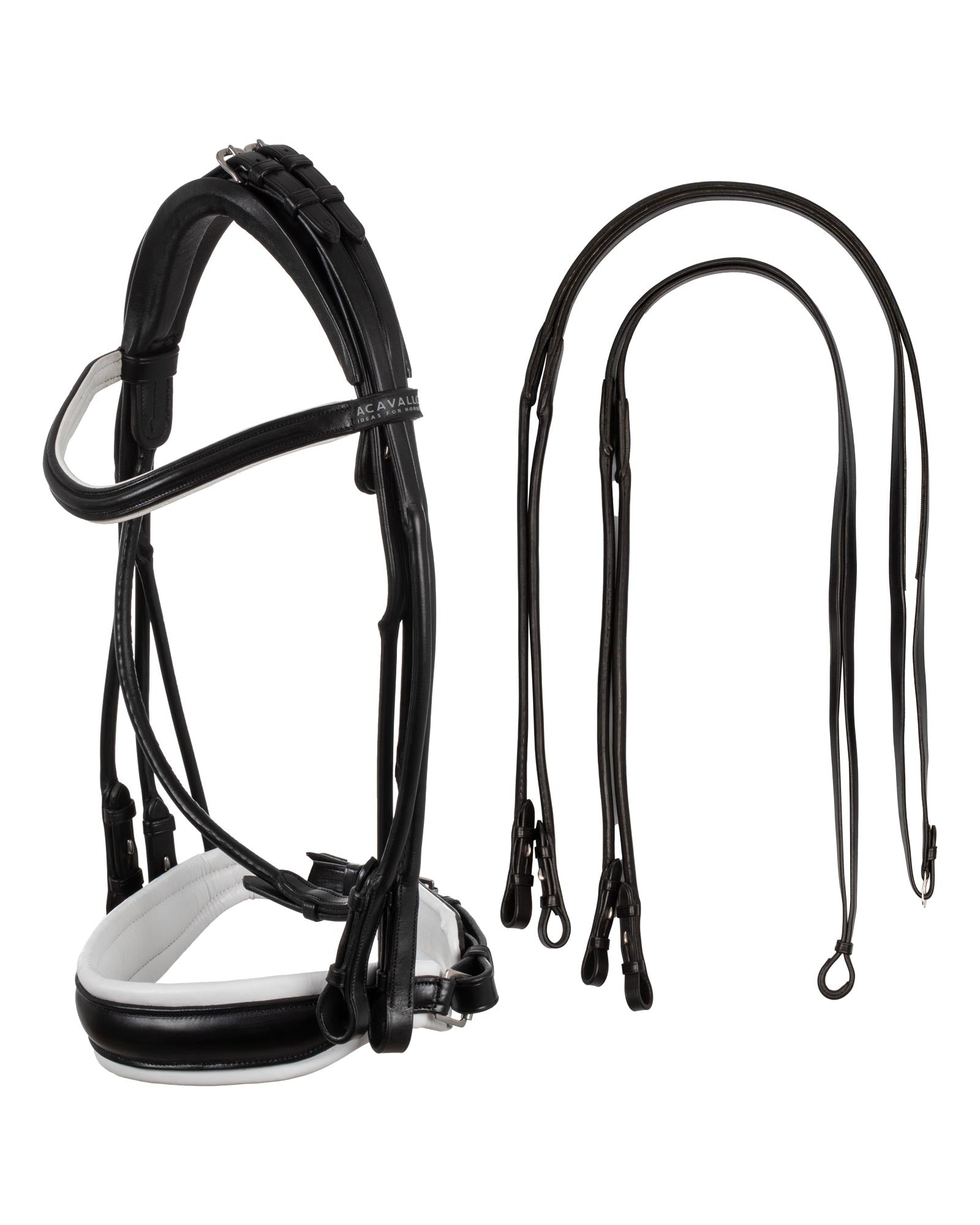 Acavallo Parnaso Bridle Double Reins Black/White
