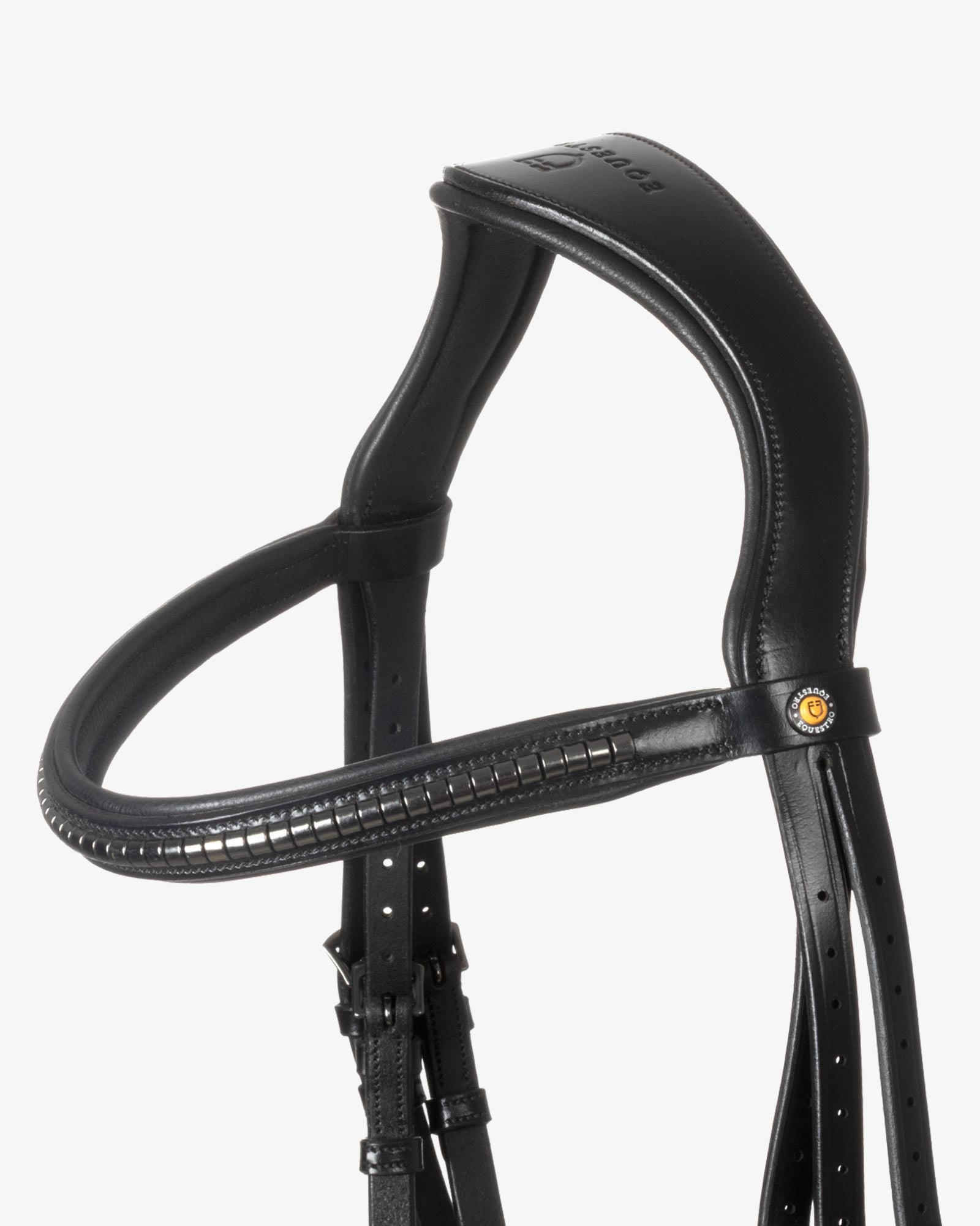 Equestro Leather Bridle With Black Clincher Black
