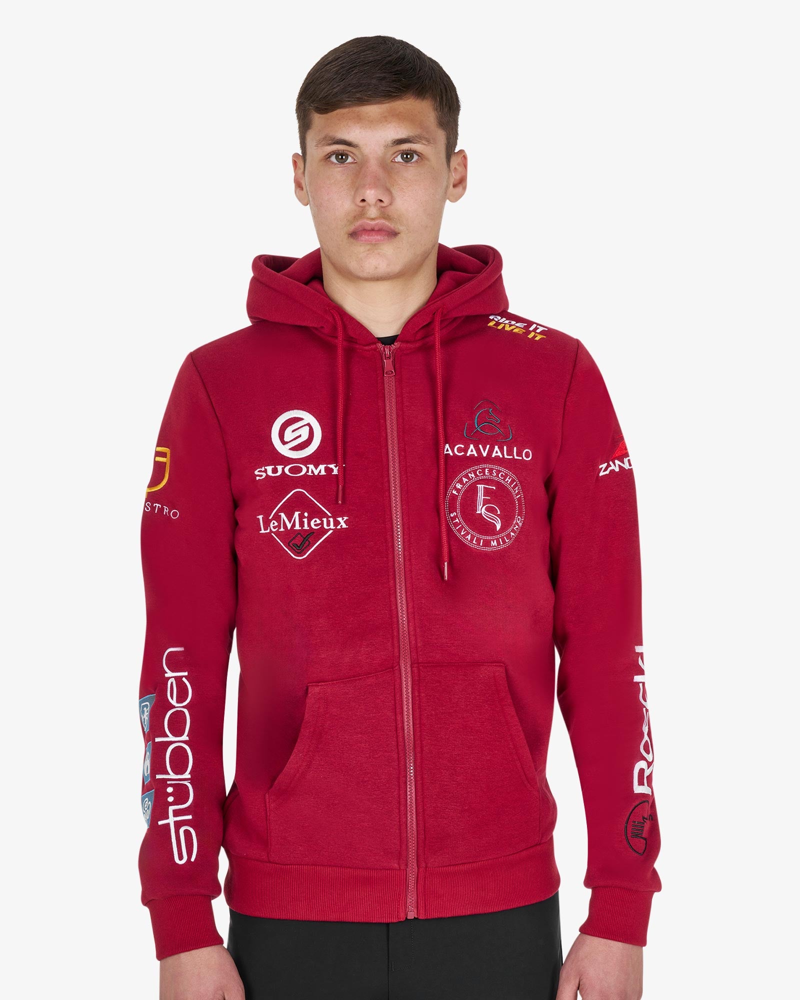 Equestro Men's Sweatshirt With Multi Logo Hood Scooter - Jumpers, Fleeces & Hoodies Clothing Leisure Wear XS