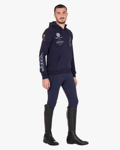 Equestro Men's Sweatshirt With Multi Logo Hood Navy Blazer