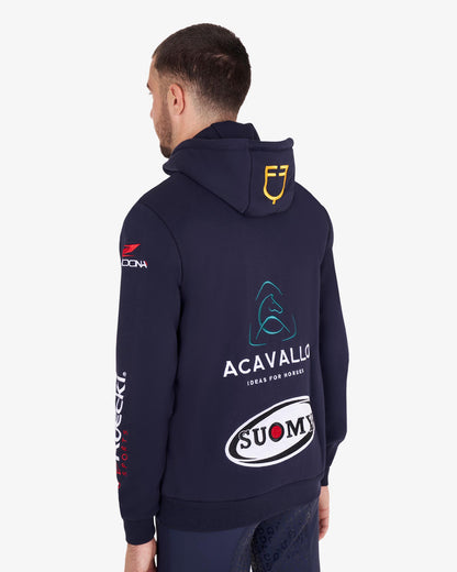 Equestro Men's Sweatshirt With Multi Logo Hood Navy Blazer