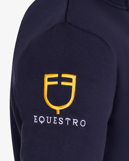 Equestro Men's Sweatshirt With Multi Logo Hood Navy Blazer