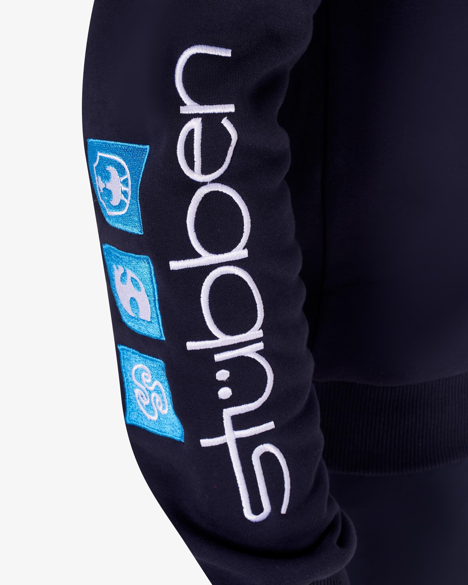 Equestro Men's Sweatshirt With Multi Logo Hood Navy Blazer