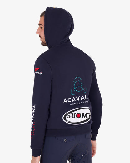 Equestro Men's Sweatshirt With Multi Logo Hood Navy Blazer