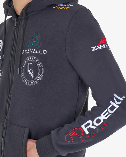 Equestro Men's Sweatshirt With Multi Logo Hood Asphalt