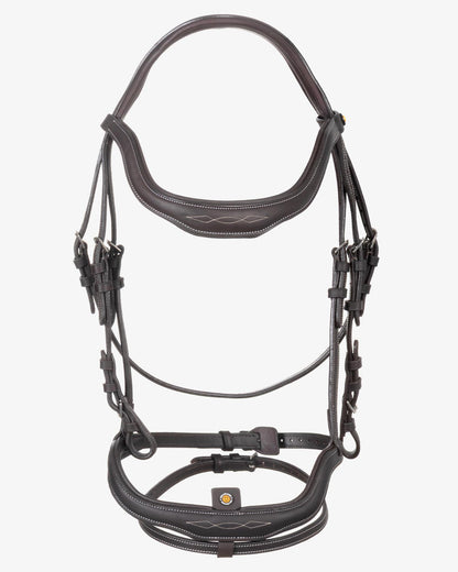 Equestro Soft Leather Stitched Bridle Dark Brown | Equiflair