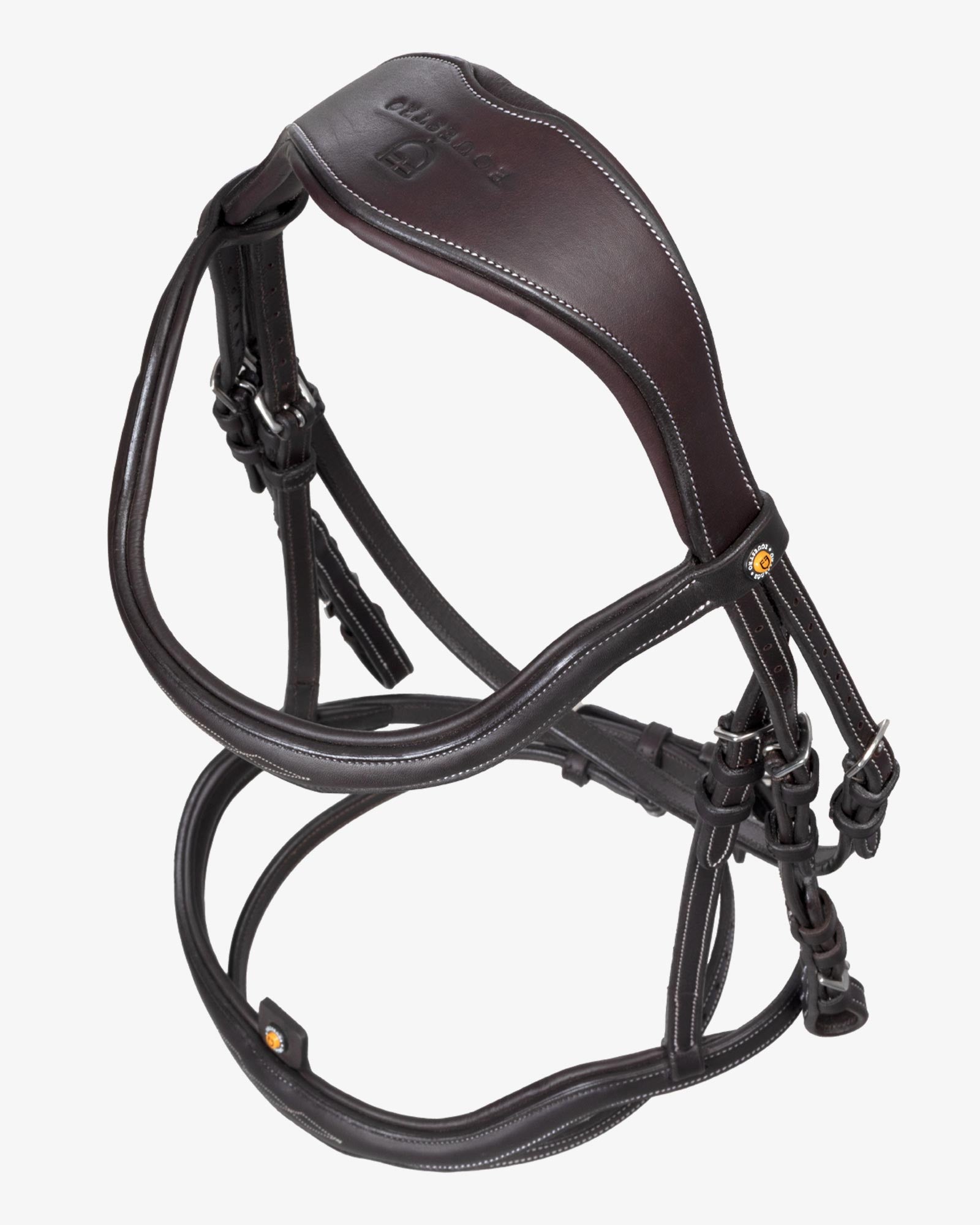 Equestro Soft Leather Stitched Bridle Dark Brown | Equiflair