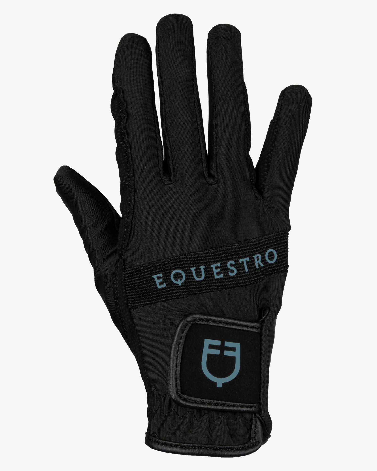 Equestro Gloves In Technical Fabric With Multicolor Logo Black Blue Coral