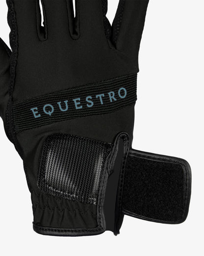 Equestro Gloves In Technical Fabric With Multicolor Logo Black Marron