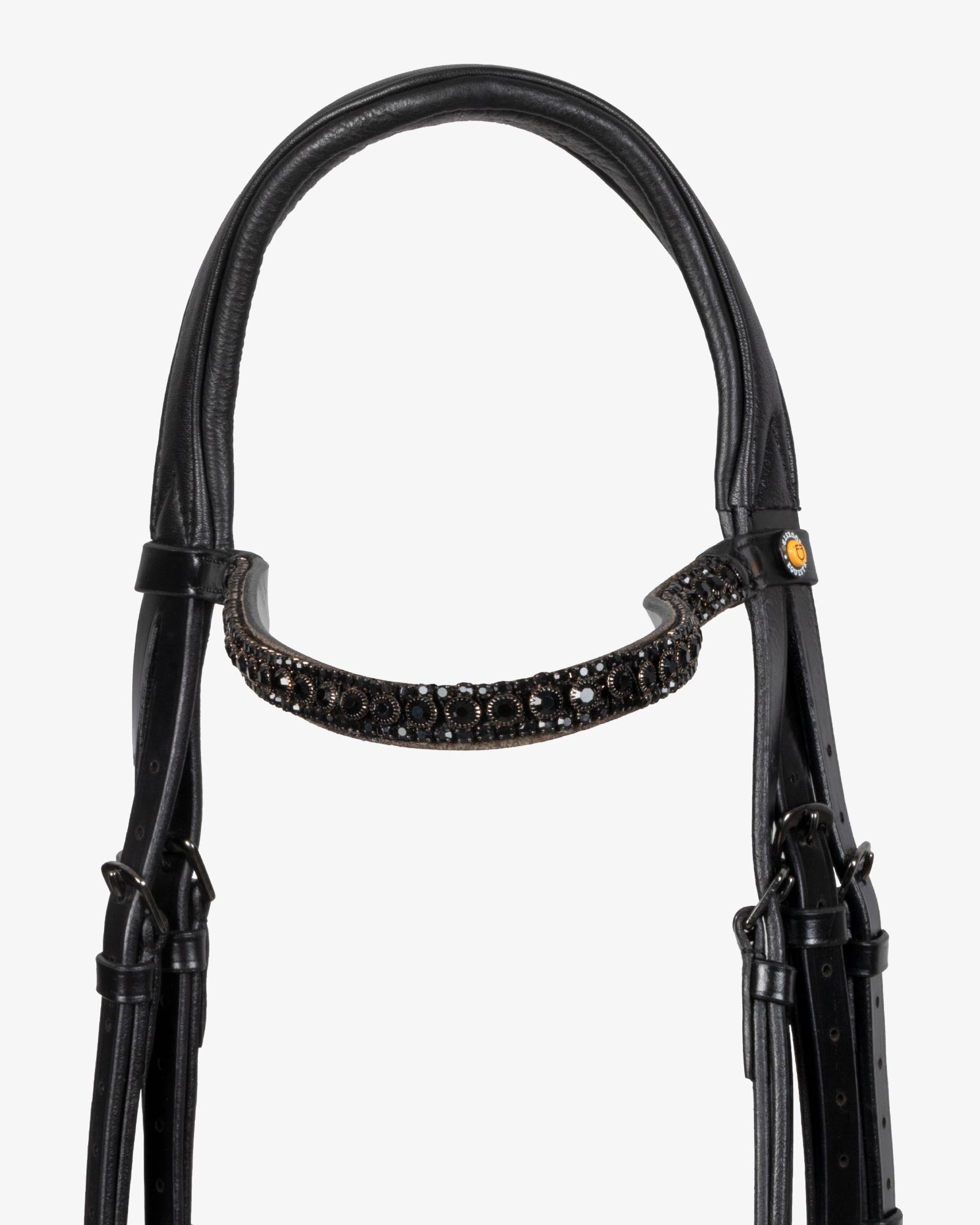 Equestro English Leather Bridle With Glittery Noseband Black