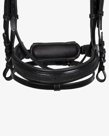Equestro English Leather Bridle With Glittery Noseband Black