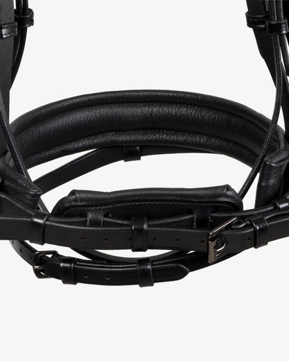 Equestro English Leather Bridle With Glittery Noseband Black