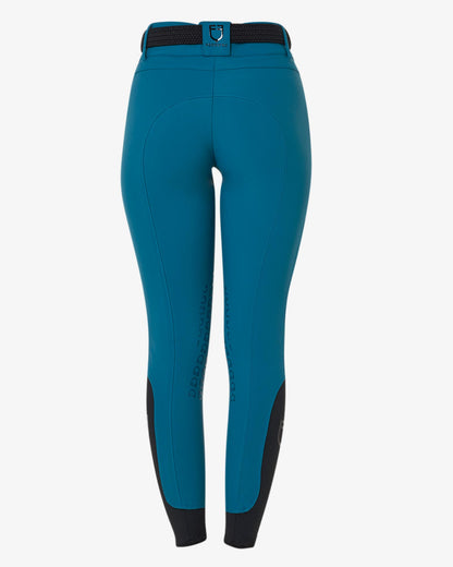 Equestro Women's High Waisted Knee Grip Breeches Blue Coral