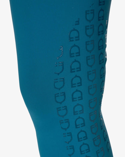 Equestro Women's High Waisted Knee Grip Breeches Blue Coral