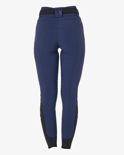 Equestro Women's High Waisted Knee Grip Breeches Navy Blazer