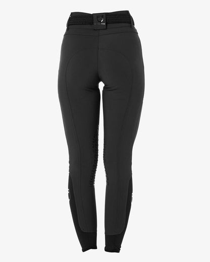 Equestro Women's High Waisted Knee Grip Breeches Black