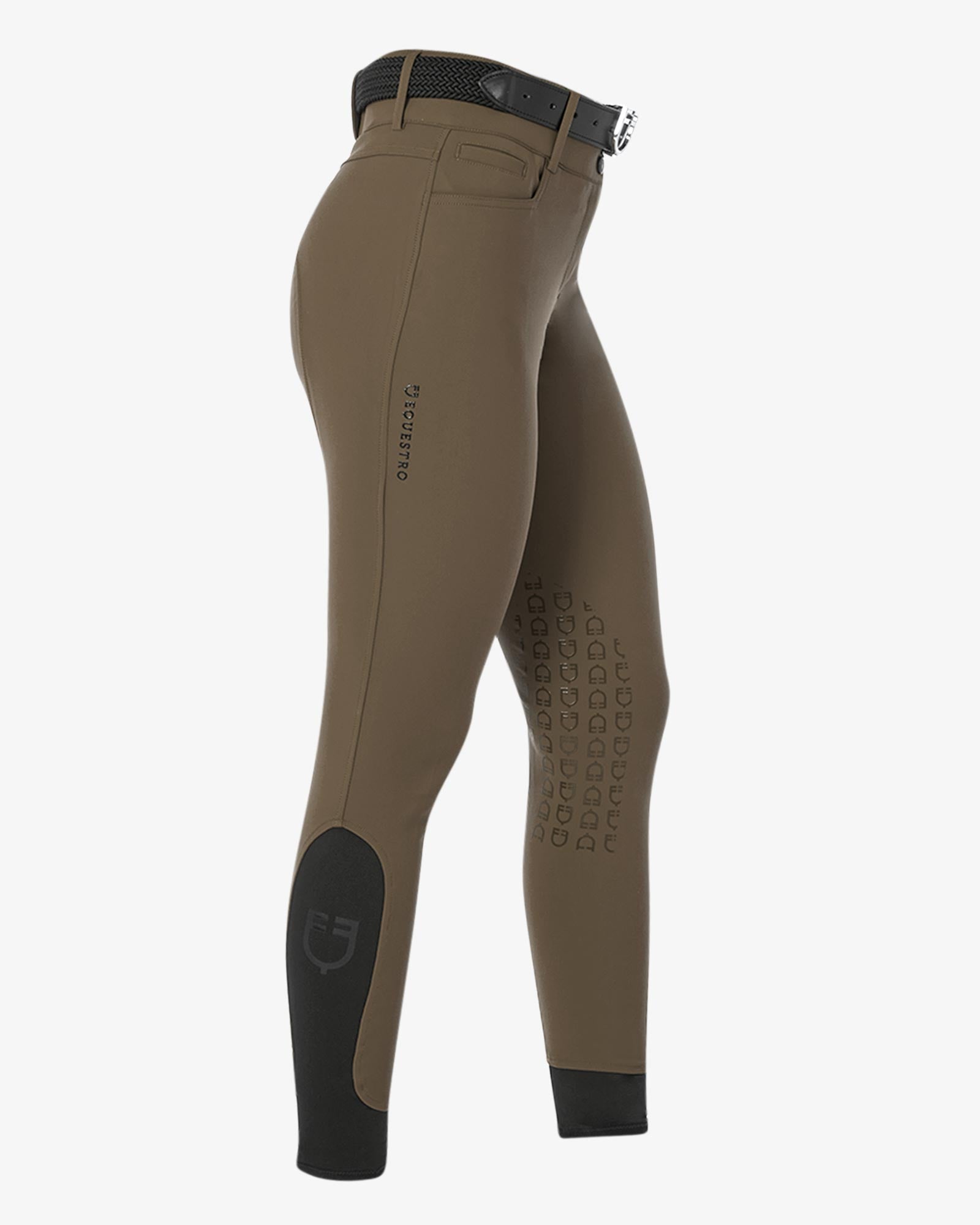 Equestro Women's High Waisted Knee Grip Breeches Walnut