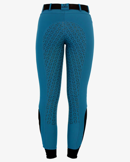 Equestro Women'S Full Grip Slim Fit Breeches Blue Coral