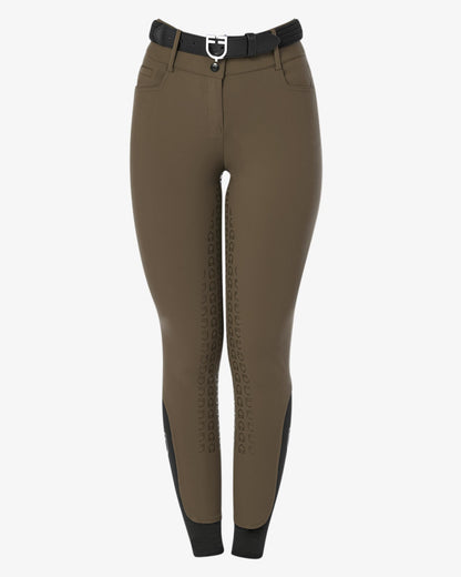 Equestro Women'S High Waisted Full Grip Breeches Walnut | Equiflair