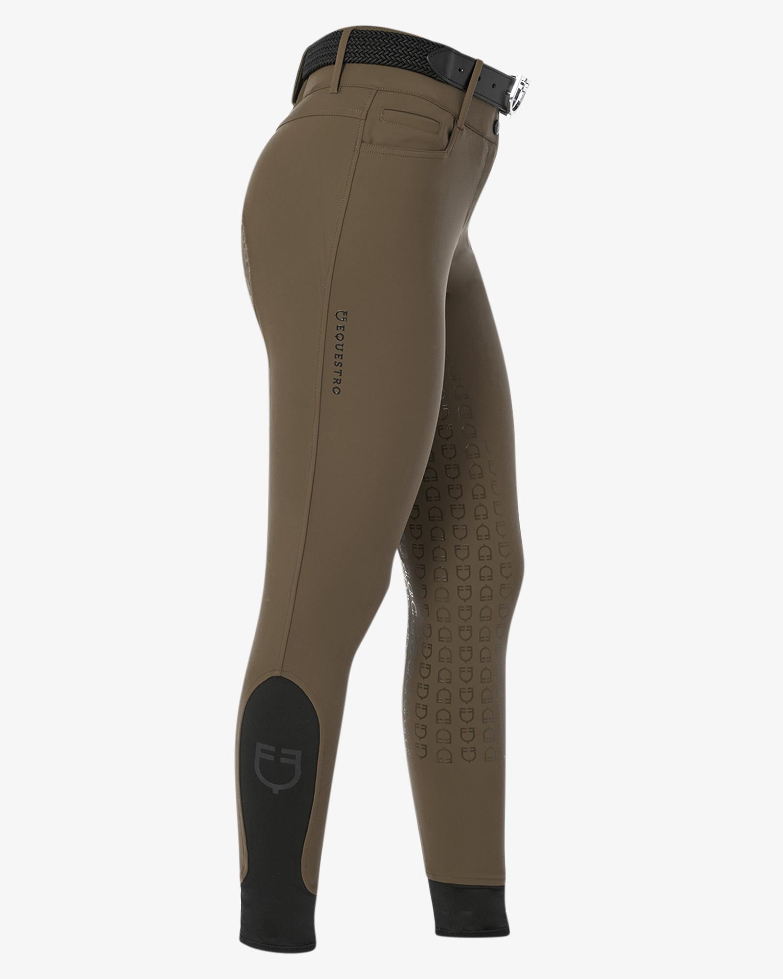 Equestro Women'S High Waisted Full Grip Breeches Walnut