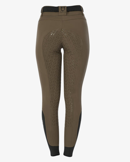 Equestro Women'S High Waisted Full Grip Breeches Walnut | Equiflair