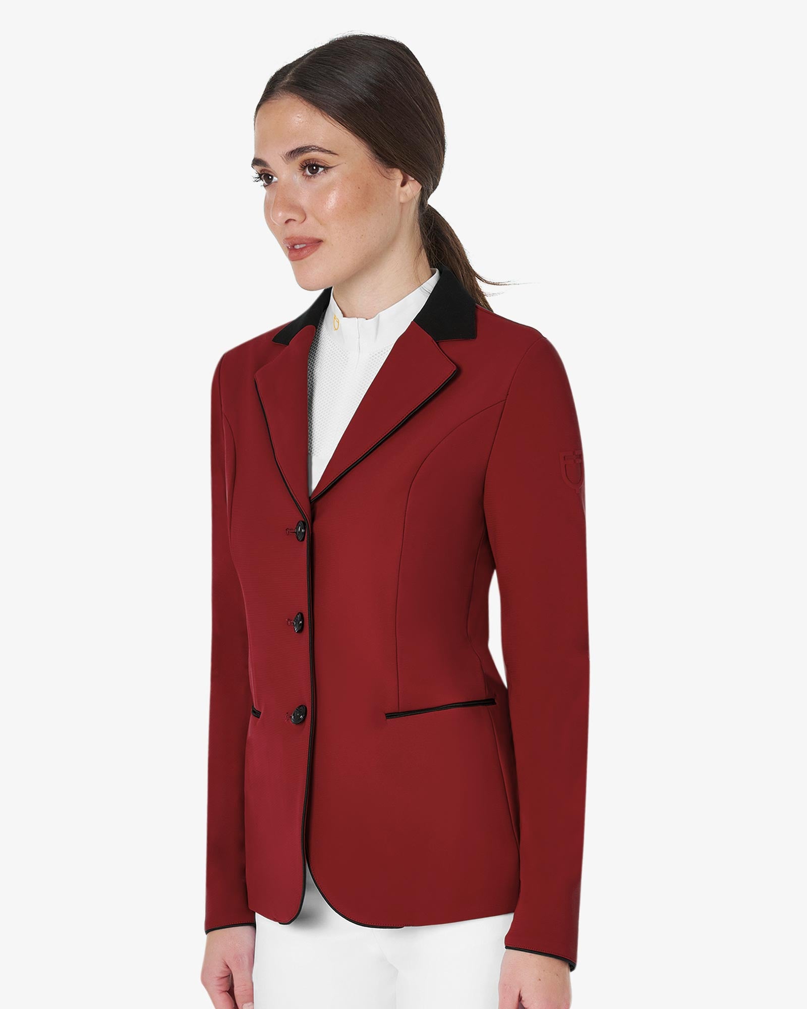 Equestro Women's Three Button Competition Jacket Rhubarb