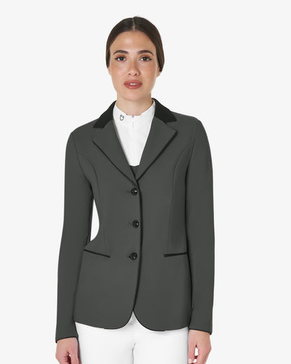 Equestro Women's Three Button Competition Jacket Grey/Black | Equiflair