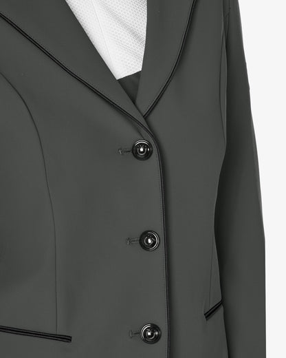 Equestro Women's Three Button Competition Jacket Grey/Black | Equiflair