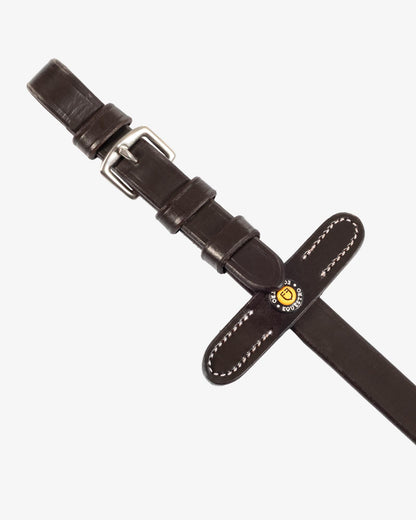 Equestro Sioux Leather Reins With Webbing Strap Dark Brown