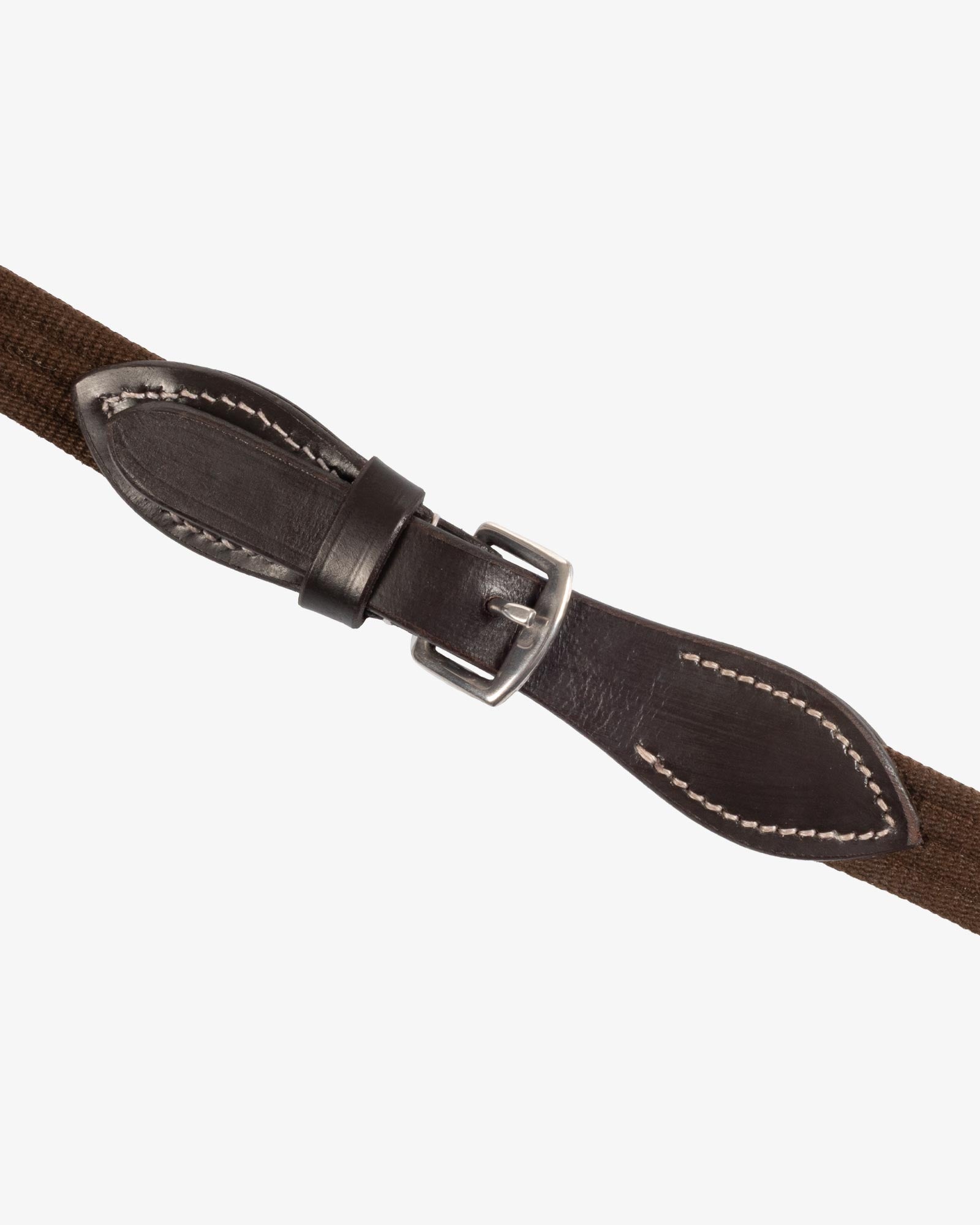 Equestro Sioux Leather Reins With Webbing Strap Dark Brown