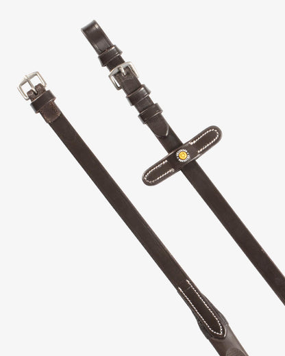 Equestro Leather Magna Reins With Rubber Grip Brown