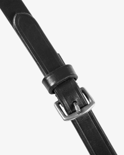 Equestro Leather Magna Reins With Rubber Grip Black