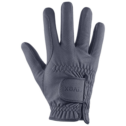 UVEX SPORTSTYLE WINTER GLOVES- BLUE. Close up of UVEX Sportstyle riding glove. Leather riding gloves for winter, durability, and comfort.