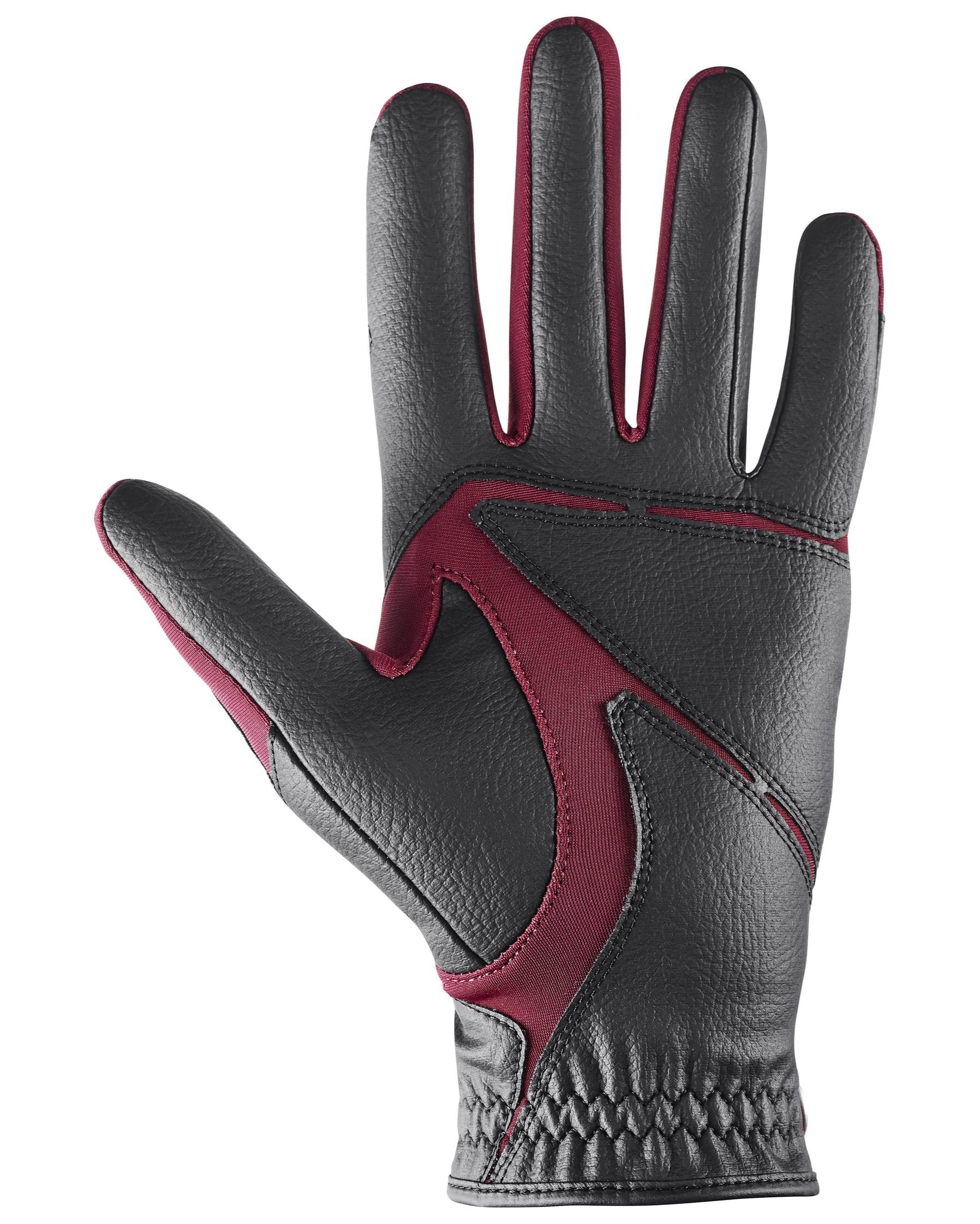 UVEX VENTRAXION PLUS Equestrian Glove - Black/Autumn Red. Winter riding glove with 4D stretch, touchscreen compatible