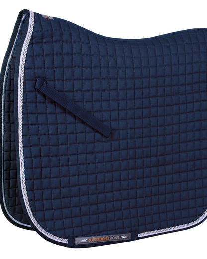 Schockemohle Neo Star Dark Navy Dressage Saddle Pad - Quilted Horse Riding Pad with White Cord Detail
