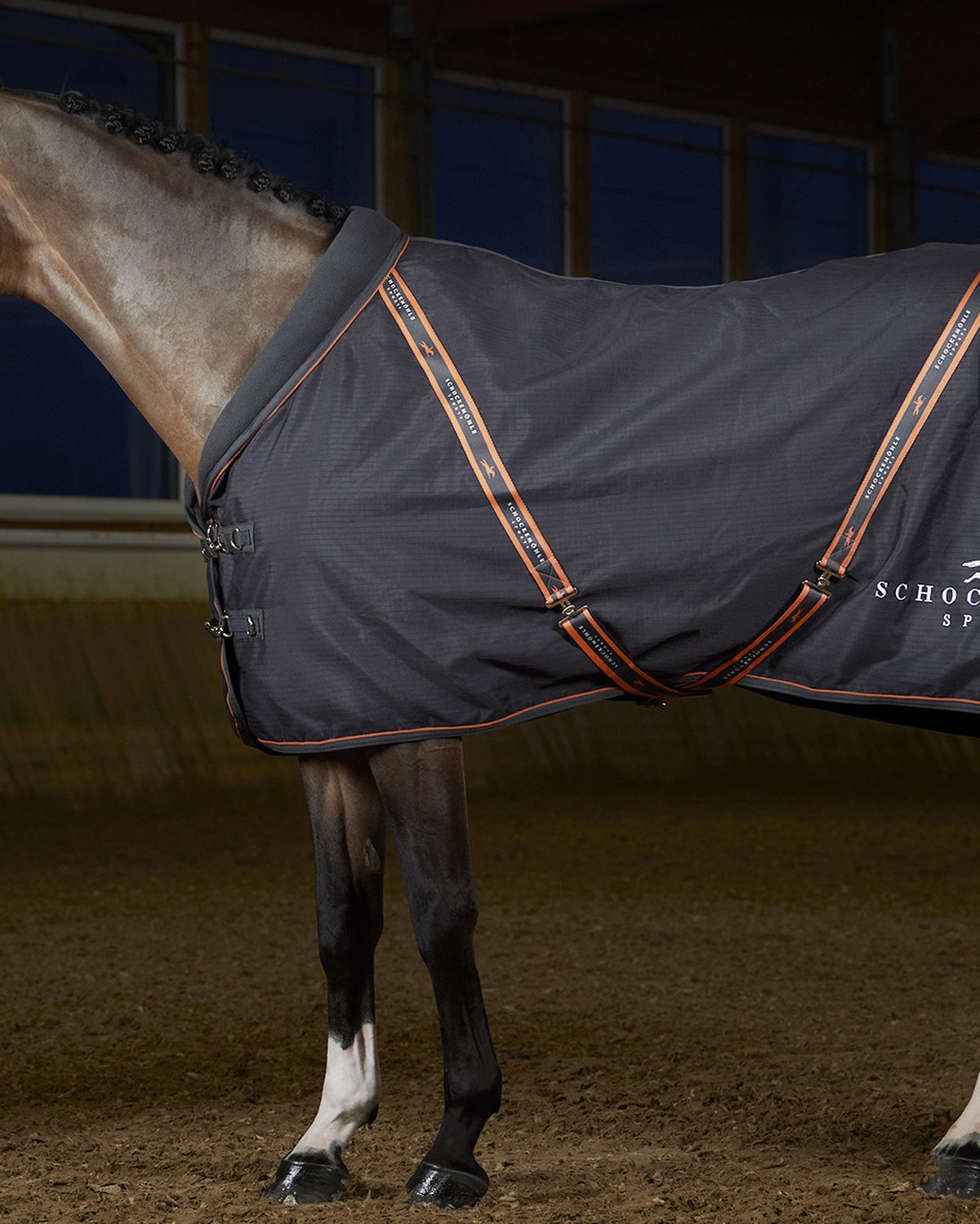 SCHOCKEMOHLE Stable Rug New Summertime Graphite: Lightweight Horse Blanket with Neoprene Neck & Adjustable Straps - Equiflair