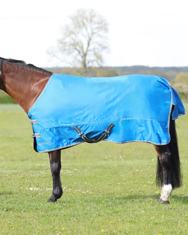 STORMX Empra Blue 0g Turnout Rug for Horses: Waterproof, Lightweight Horse Blanket