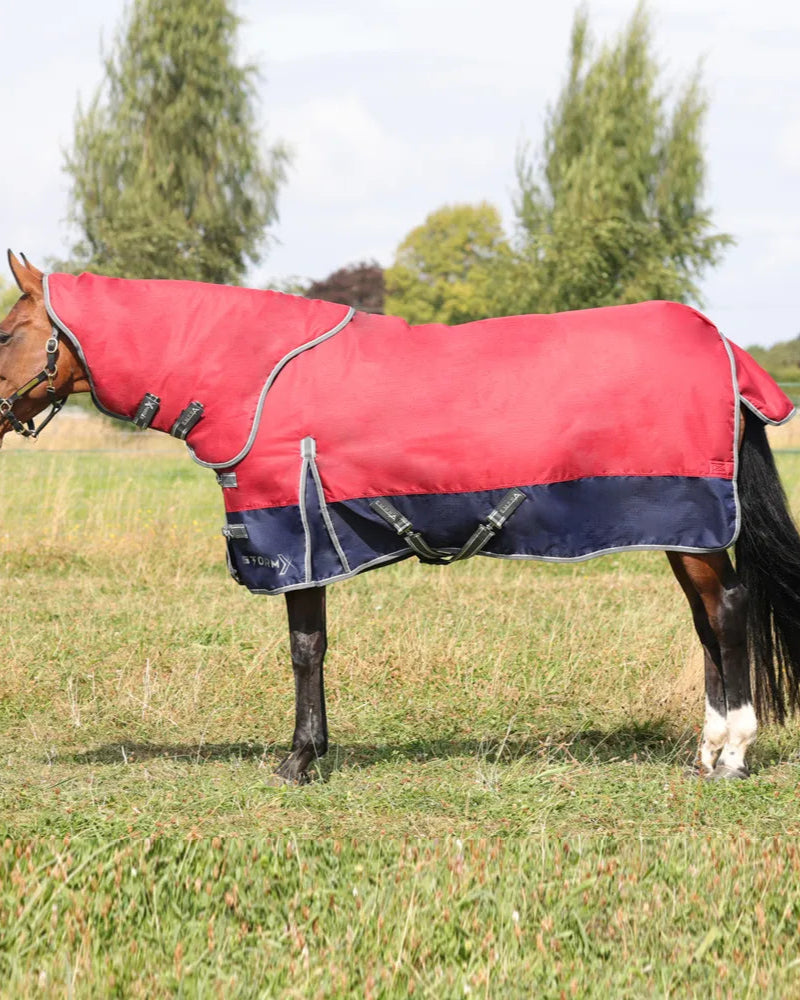 STORMX Empra Horse Turnout Rug Burgundy - Waterproof 200g Detachable Neck