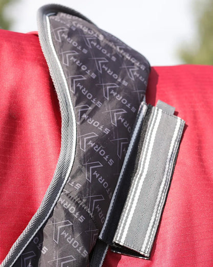 StormX Empra Burgundy Turnout Rug: Detachable Neck horse blanket close-up