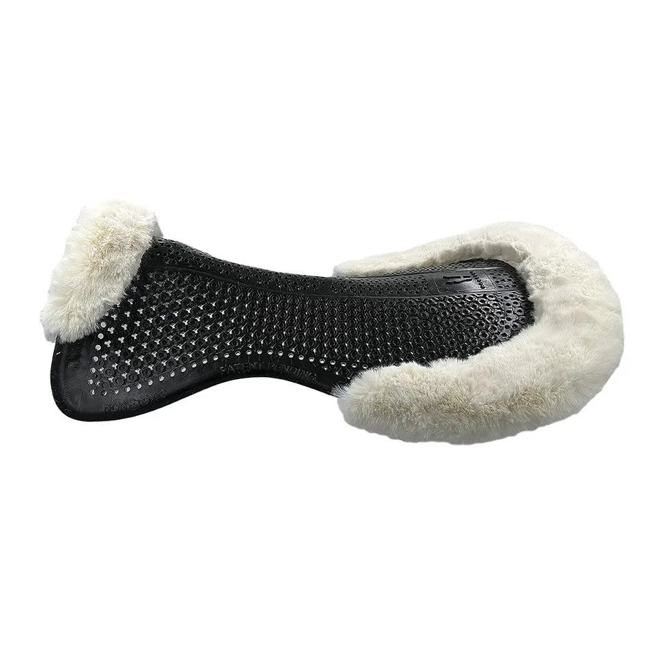 Horsena Jumping Gel Pad with Rolled Edge Real Sheepskin Black/Natural